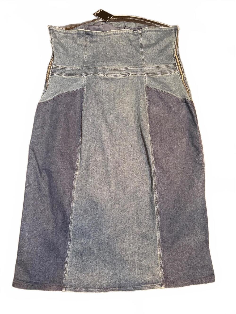 Eloquii Strapless Colorblock Denim Midi Dress Size 22 - Picture 3 of 6